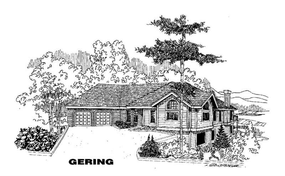 Front view of Ranch home (ThePlanCollection: House Plan #145-1284)
