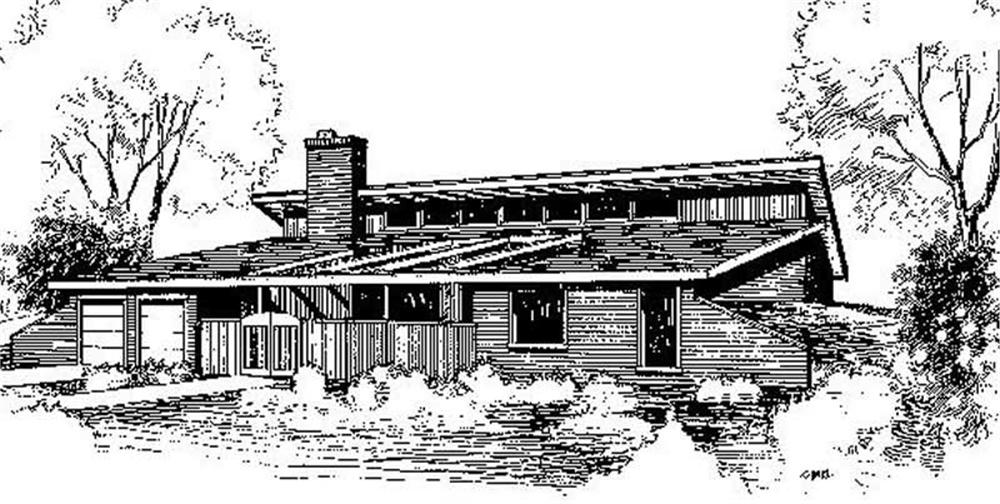Front view of Ranch home (ThePlanCollection: House Plan #145-1291)