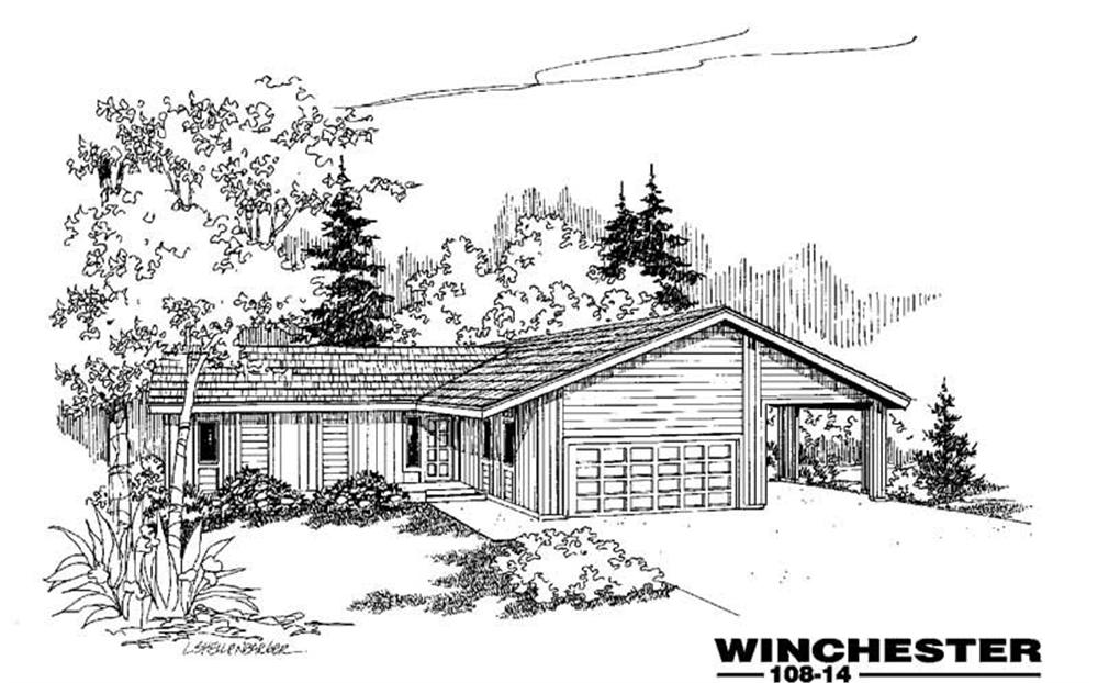 Front view of Ranch home (ThePlanCollection: House Plan #145-1314)