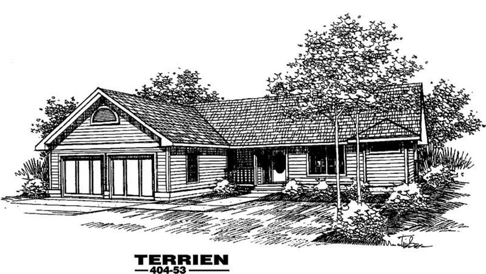 Front view of Ranch home (ThePlanCollection: House Plan #145-1320)