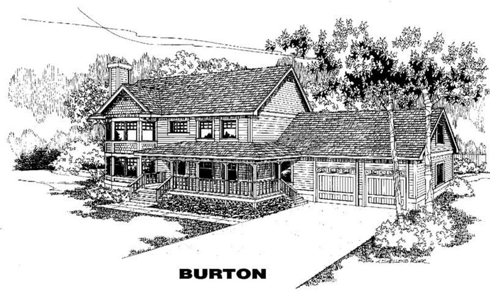 Front view of Country home (ThePlanCollection: House Plan #145-1333)