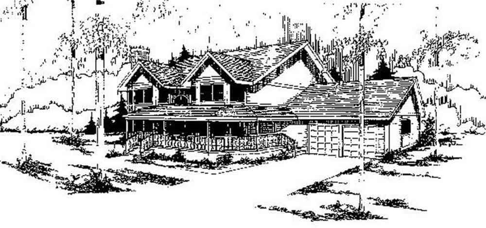 Front view of Country home (ThePlanCollection: House Plan #145-1340)