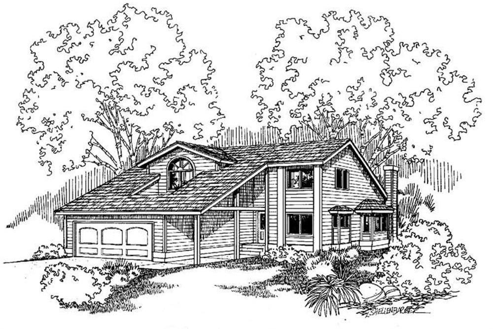 Front view of Contemporary home (ThePlanCollection: House Plan #145-1345)
