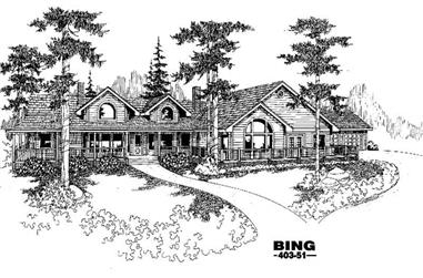 3-Bedroom, 3479 Sq Ft Country House Plan - 145-1348 - Front Exterior