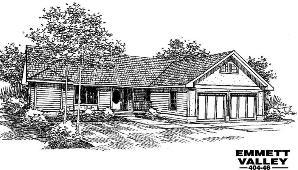 Front view of Ranch home (ThePlanCollection: House Plan #145-1374)