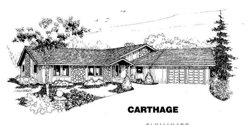 Front view of Ranch home (ThePlanCollection: House Plan #145-1389)