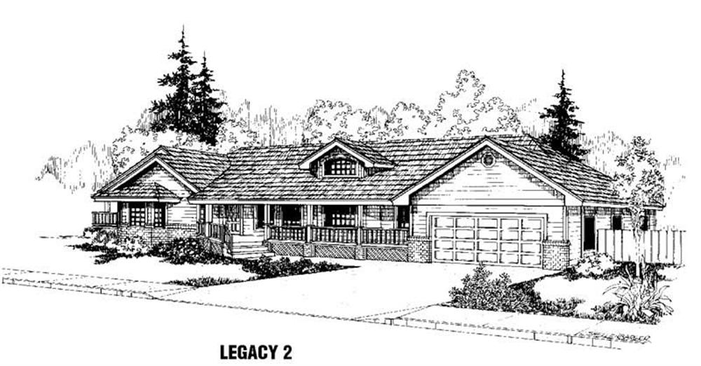 Front view of Ranch home (ThePlanCollection: House Plan #145-1393)