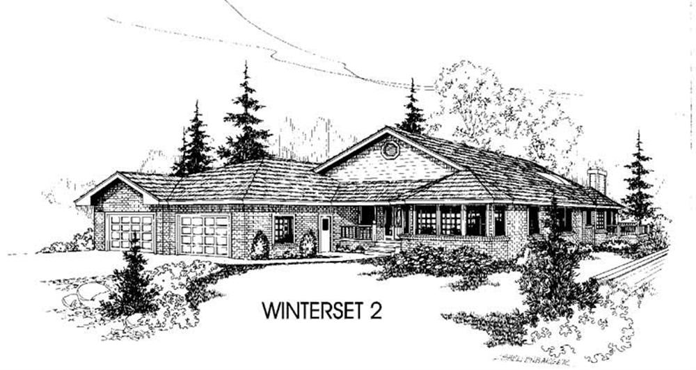 Front view of Ranch home (ThePlanCollection: House Plan #145-1400)
