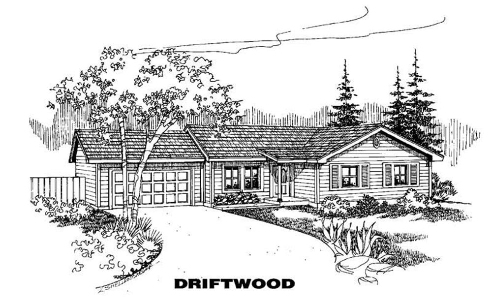 Front view of Ranch home (ThePlanCollection: House Plan #145-1405)