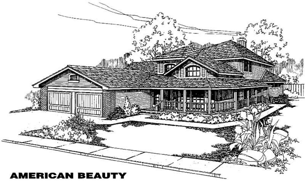 Front view of Country home (ThePlanCollection: House Plan #145-1406)
