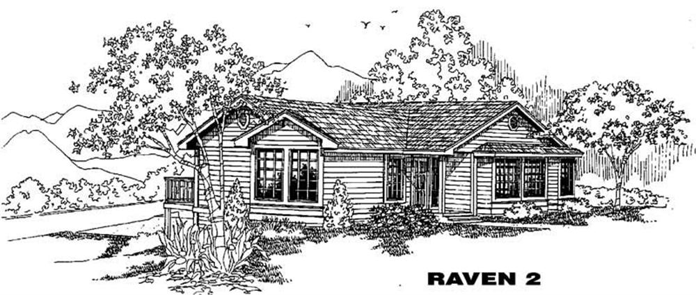Front view of Ranch home (ThePlanCollection: House Plan #145-1416)