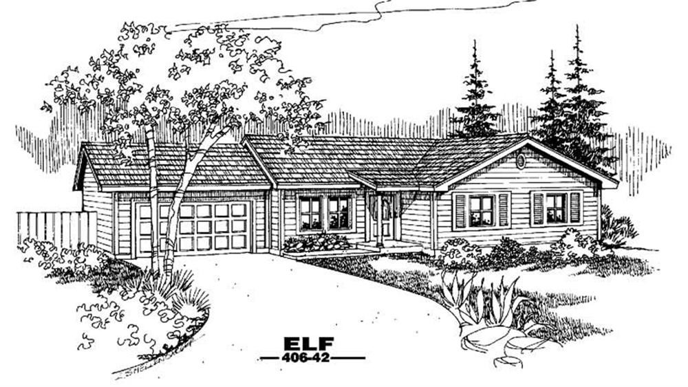 Front view of Country home (ThePlanCollection: House Plan #145-1452)