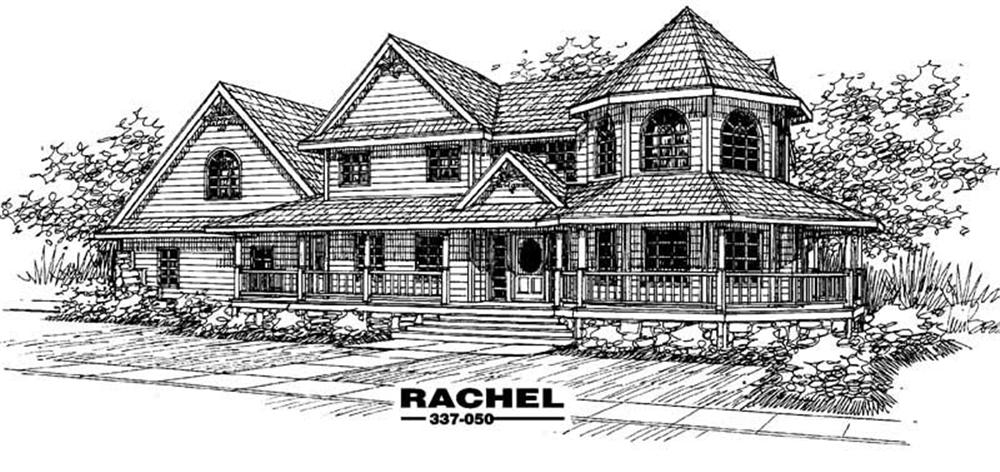Front view of Country home (ThePlanCollection: House Plan #145-1454)
