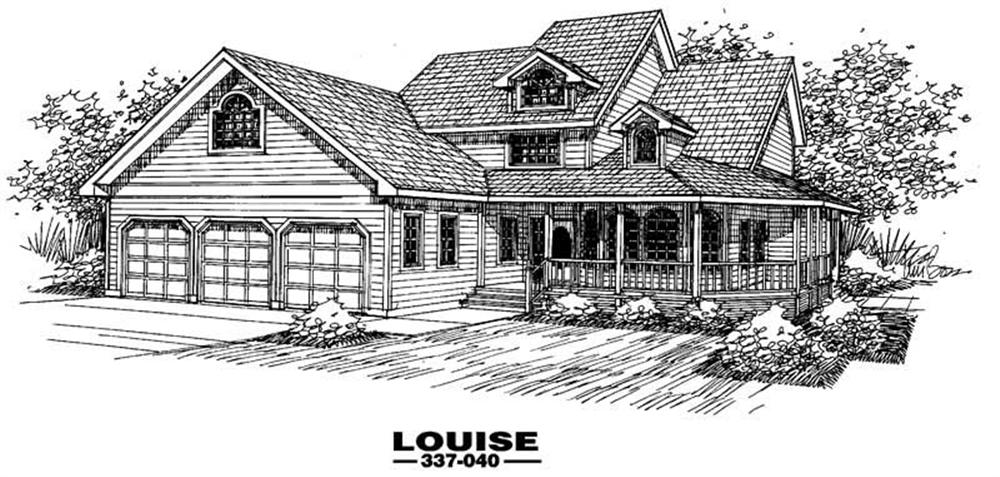 Front view of Country home (ThePlanCollection: House Plan #145-1464)