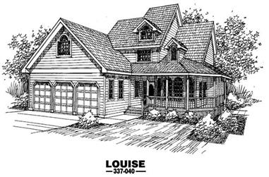 4-Bedroom, 1992 Sq Ft Country House Plan - 145-1464 - Front Exterior