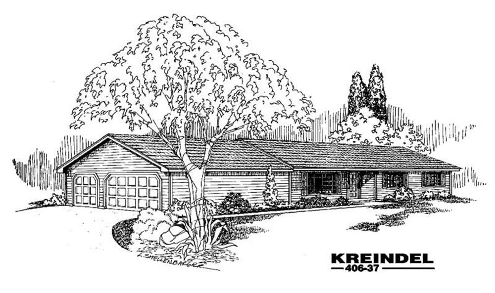 Front view of Country home (ThePlanCollection: House Plan #145-1472)