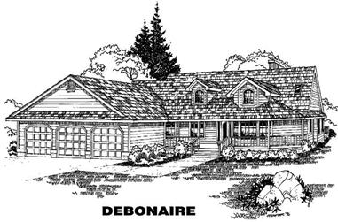 3-Bedroom, 2562 Sq Ft Ranch House Plan - 145-1477 - Front Exterior