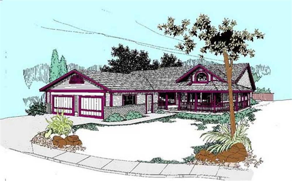 Front view of Country home (ThePlanCollection: House Plan #145-1493)
