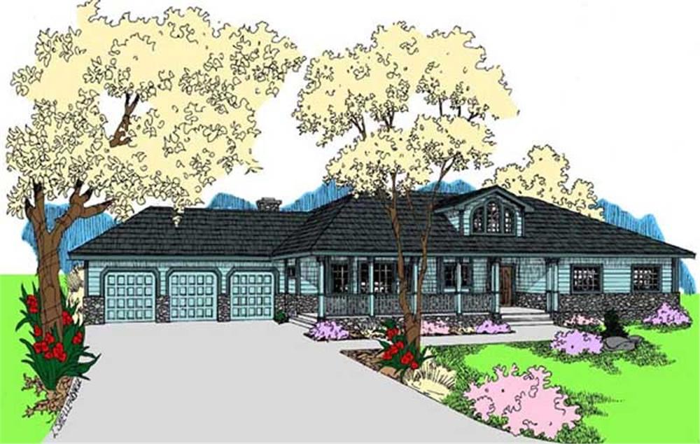 Front view of Country home (ThePlanCollection: House Plan #145-1502)