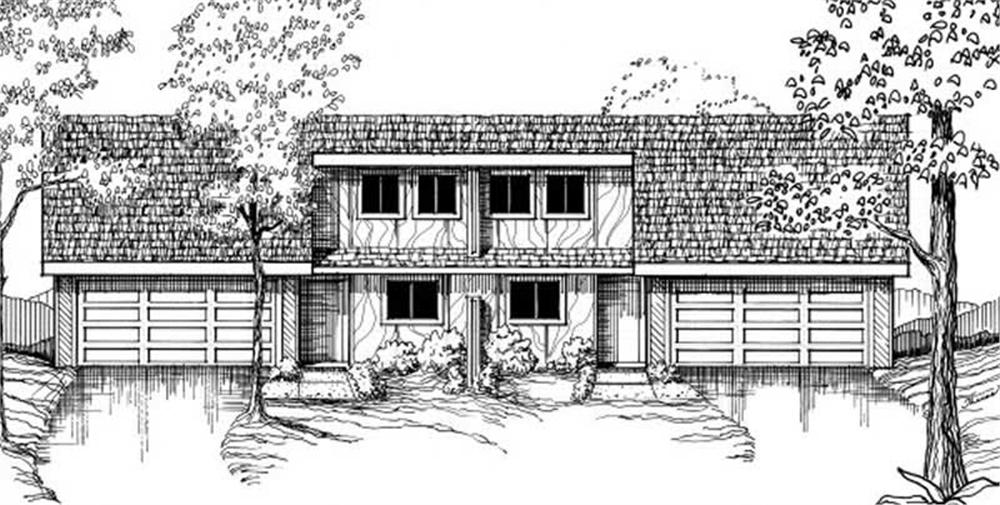 Front view of Duplex/Multi-Family home (ThePlanCollection: House Plan #145-1513)