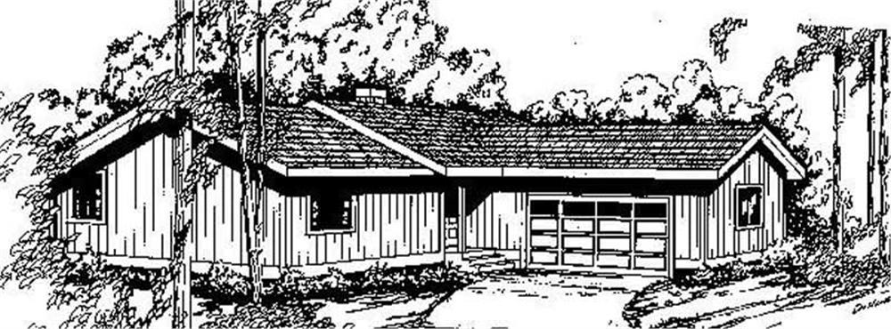 Front view of Ranch home (ThePlanCollection: House Plan #145-1540)