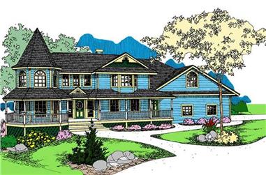 3-Bedroom, 3419 Sq Ft Victorian House Plan - 145-1542 - Front Exterior