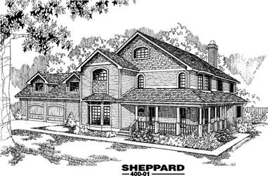5-Bedroom, 3180 Sq Ft Country House Plan - 145-1553 - Front Exterior