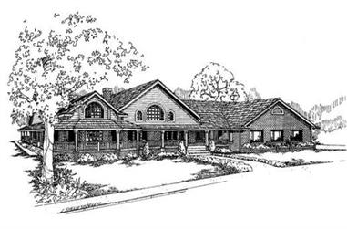 3-Bedroom, 2778 Sq Ft Country House Plan - 145-1555 - Front Exterior