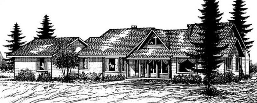 Front view of Ranch home (ThePlanCollection: House Plan #145-1569)