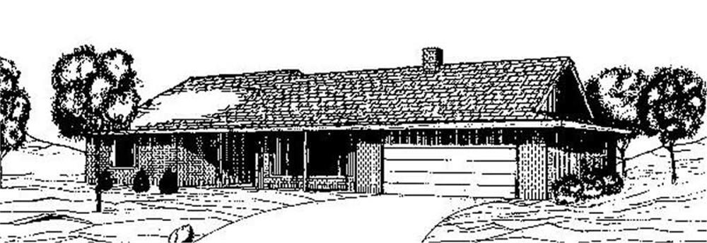 Front view of Ranch home (ThePlanCollection: House Plan #145-1572)