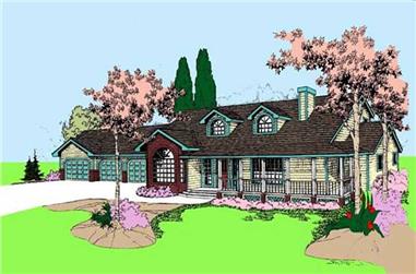 5-Bedroom, 3780 Sq Ft Ranch House Plan - 145-1576 - Front Exterior