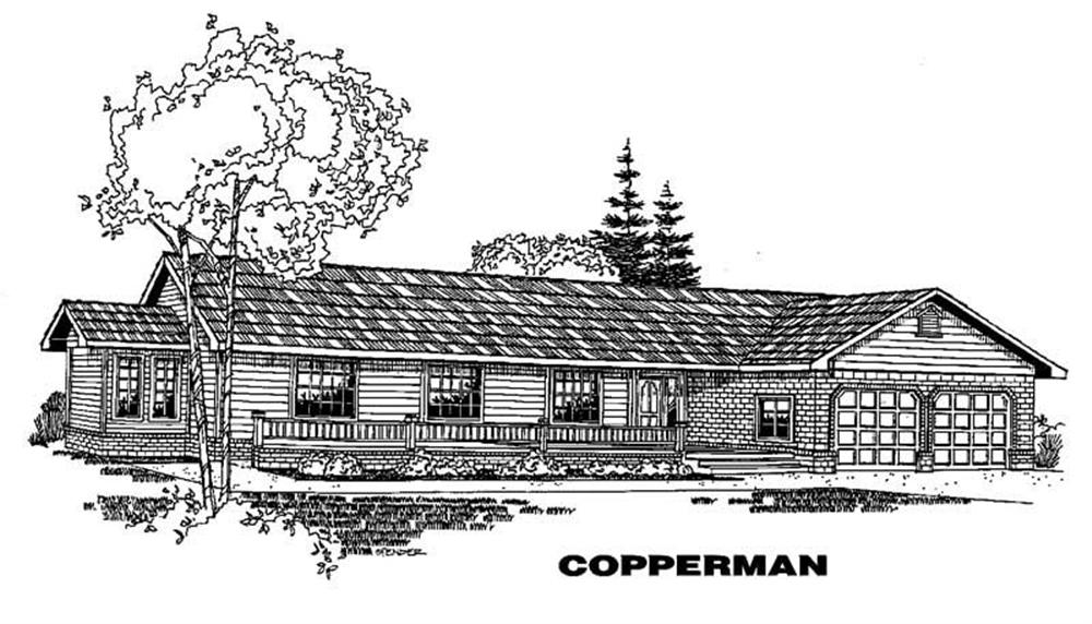 Front view of Ranch home (ThePlanCollection: House Plan #145-1583)