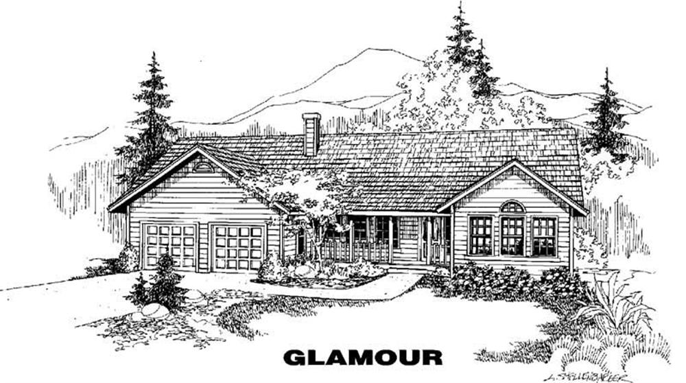 Front view of Country home (ThePlanCollection: House Plan #145-1590)