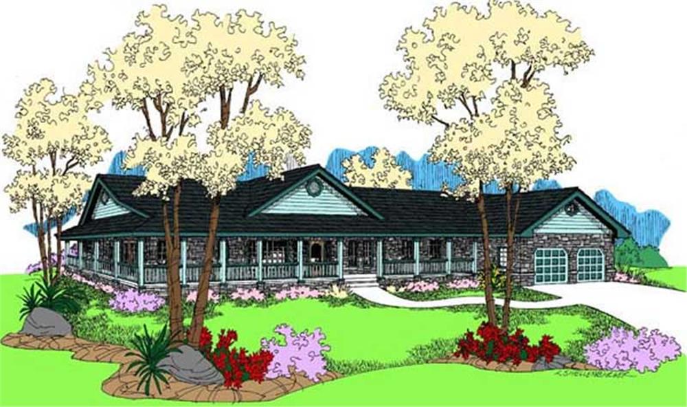 Front view of Farmhouse home (ThePlanCollection: House Plan #145-1598)