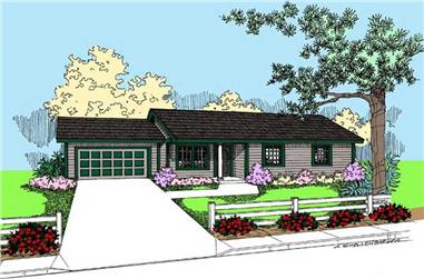 3-Bedroom, 1101 Sq Ft Ranch House Plan - 145-1606 - Front Exterior