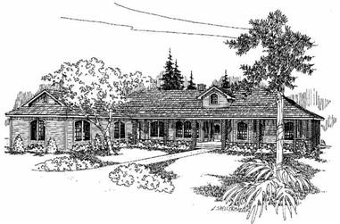 4-Bedroom, 3600 Sq Ft Ranch House Plan - 145-1615 - Front Exterior