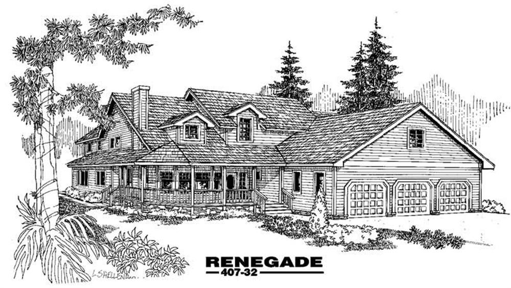 Front view of Country home (ThePlanCollection: House Plan #145-1616)