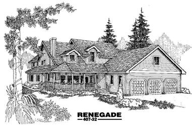 3-Bedroom, 2789 Sq Ft Country House Plan - 145-1616 - Front Exterior