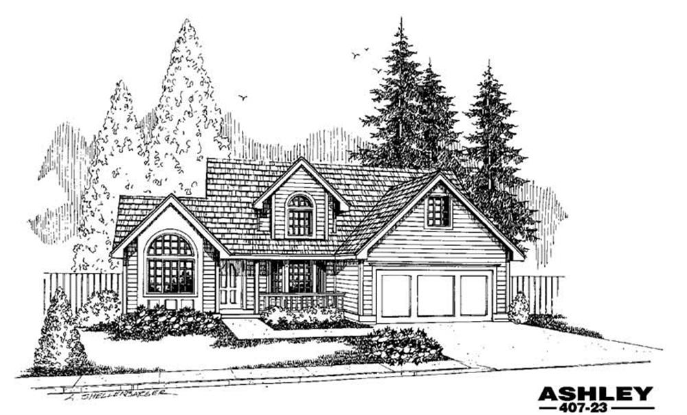 Front view of Farmhouse home (ThePlanCollection: House Plan #145-1617)