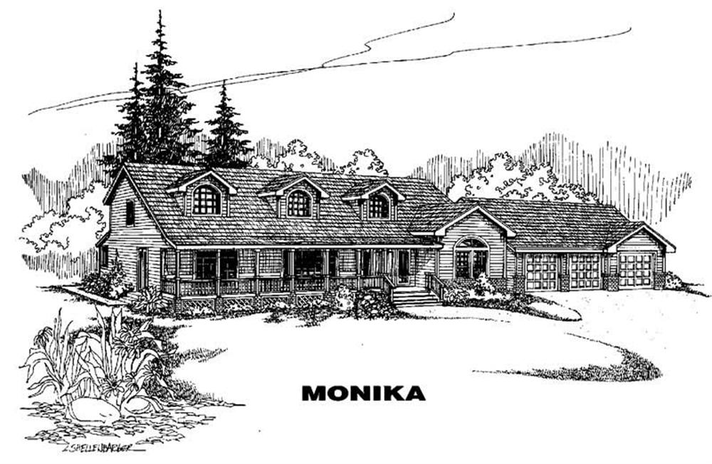 Front view of Country home (ThePlanCollection: House Plan #145-1624)