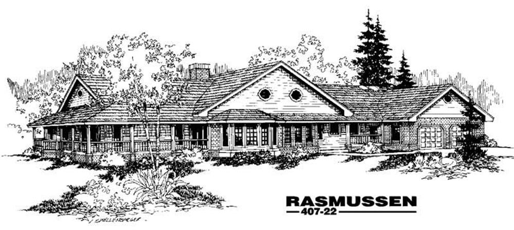 Front view of Country home (ThePlanCollection: House Plan #145-1627)