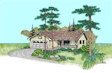 3-Bedroom, 1242 Sq Ft Country House Plan - 145-1634 - Front Exterior