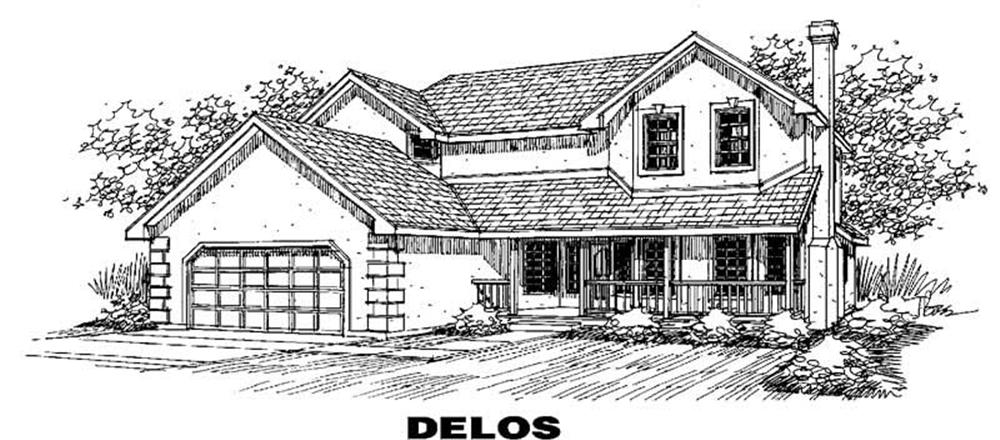Front view of Ranch home (ThePlanCollection: House Plan #145-1638)