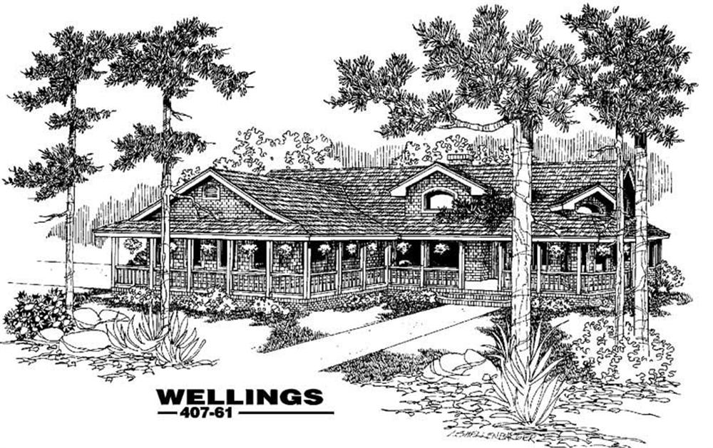 Front view of Country home (ThePlanCollection: House Plan #145-1642)