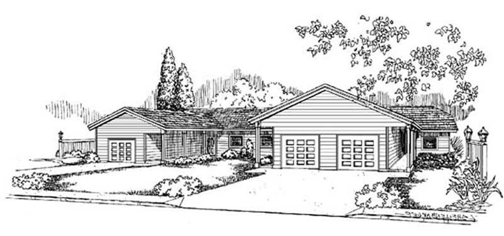Front view of Triplex/Multi-Unit home (ThePlanCollection: House Plan #145-1643)