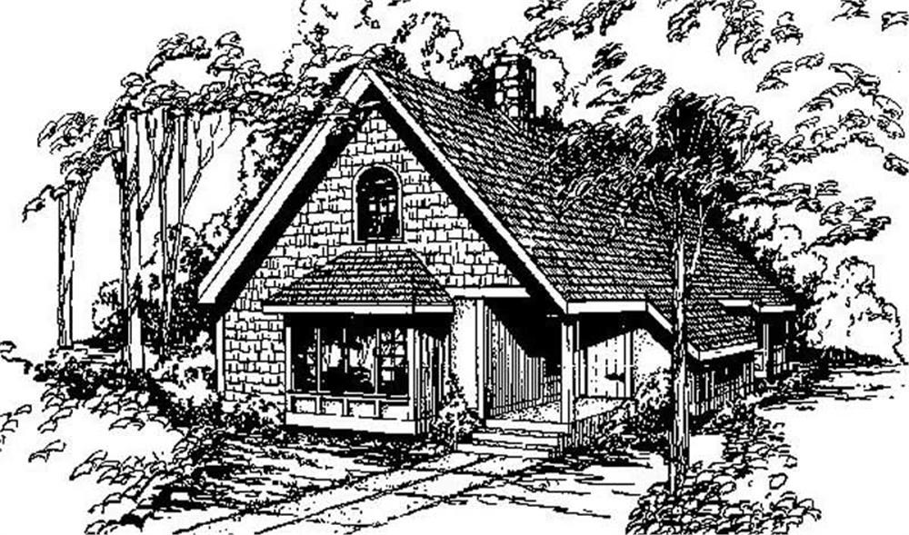 Front view of Log Cabin home (ThePlanCollection: House Plan #145-1651)