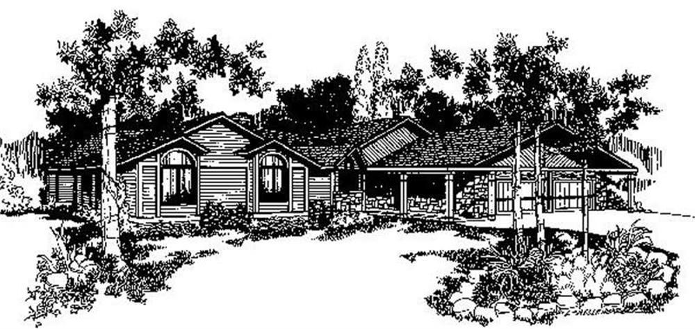 Front view of Ranch home (ThePlanCollection: House Plan #145-1653)
