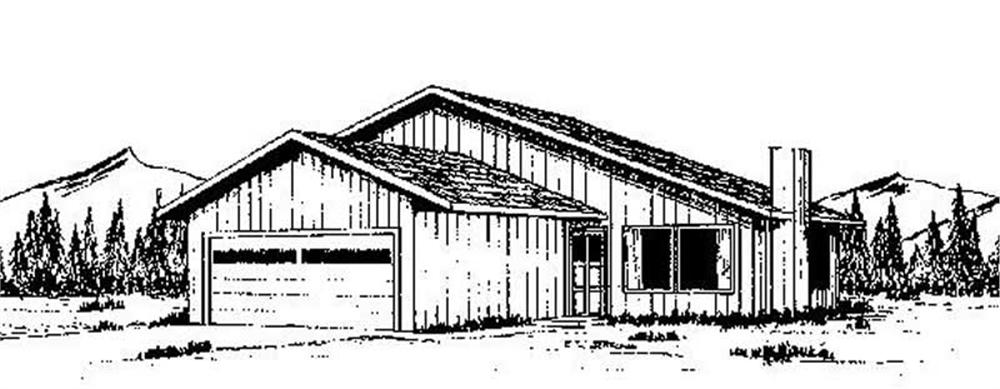 Front view of Ranch home (ThePlanCollection: House Plan #145-1713)