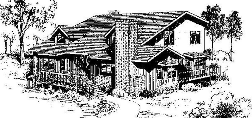 Front view of Country home (ThePlanCollection: House Plan #145-1715)