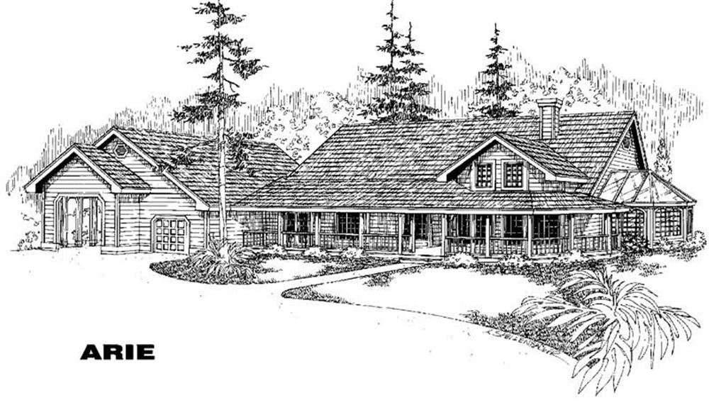 Front view of Country home (ThePlanCollection: House Plan #145-1723)